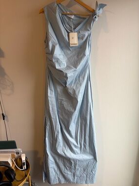Peppermayo Marella Pale Blue One-Shoulder Maxi Dress with Tie Detail